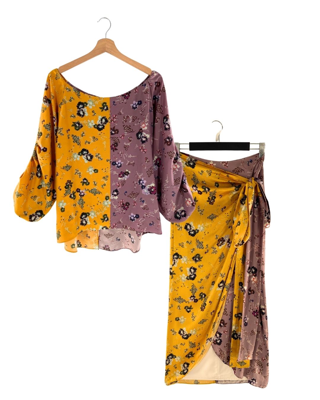 Set de blusa y falda anudada