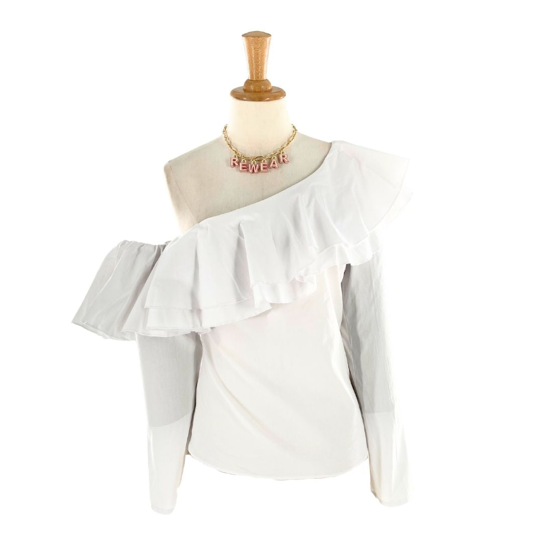 Blusa one shoulder manga larga