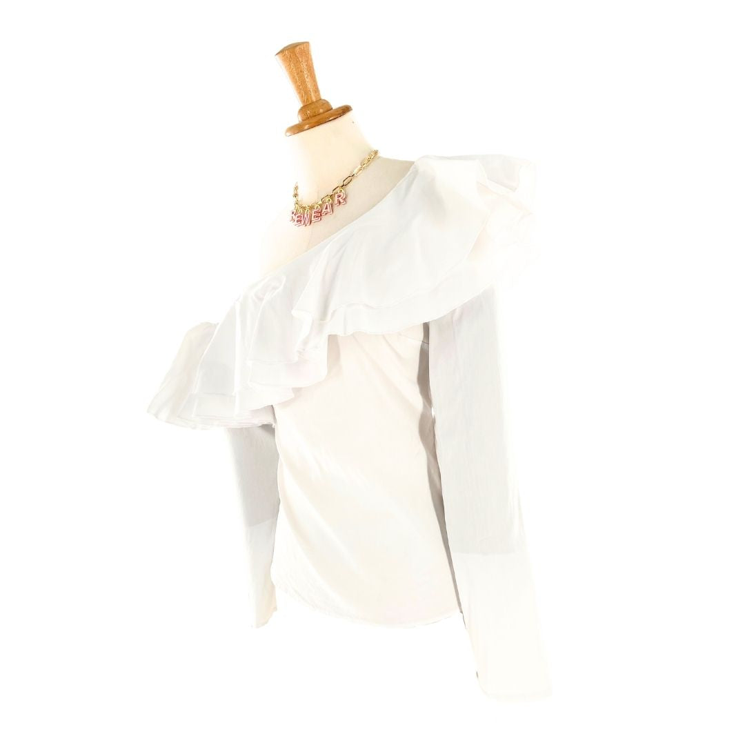 Blusa one shoulder manga larga