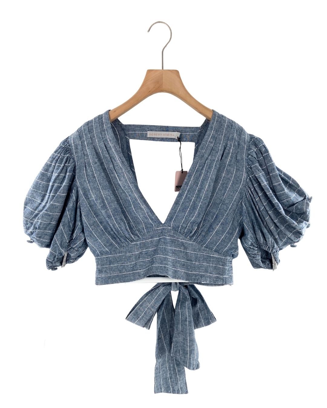 Crop top a rayas manga globo