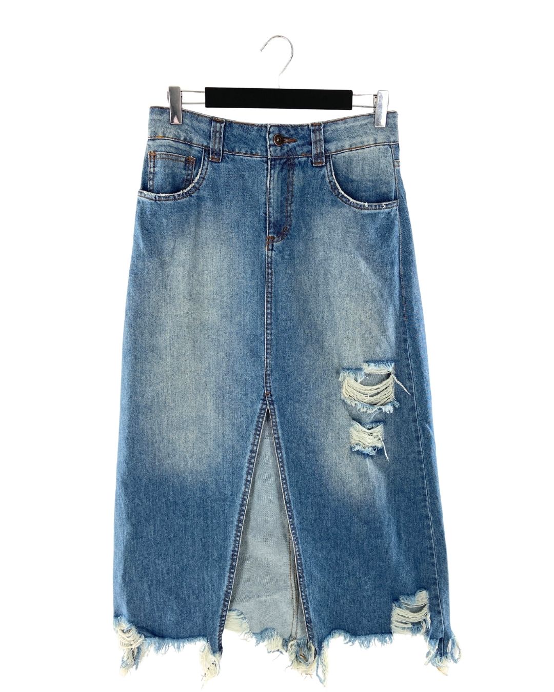 Maxi falda en denim rígido