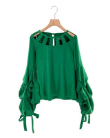 Blusa satinada magas panal