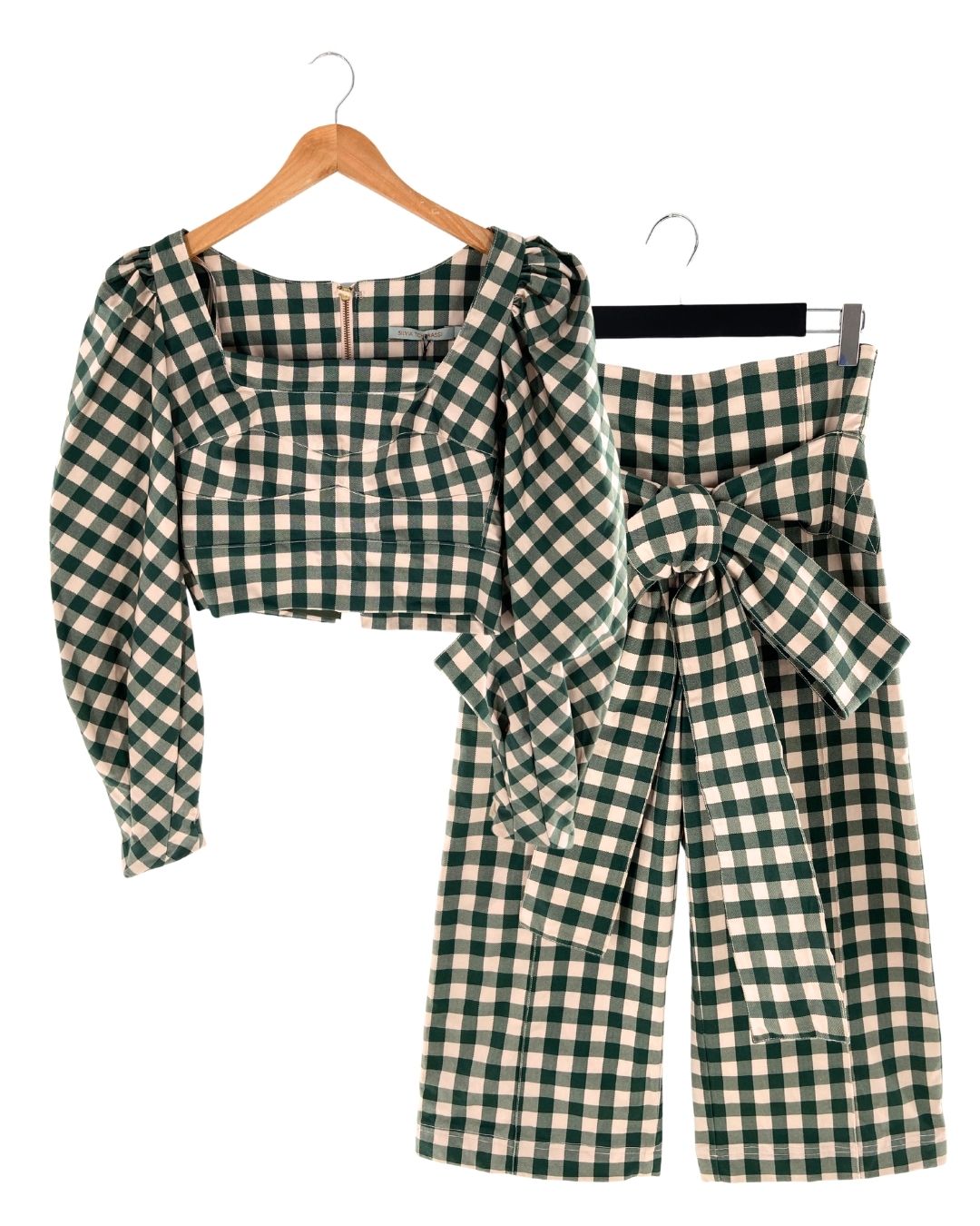 Pantalon crop print vichy