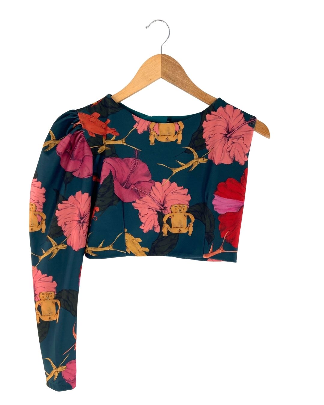 Blusa crop print flores