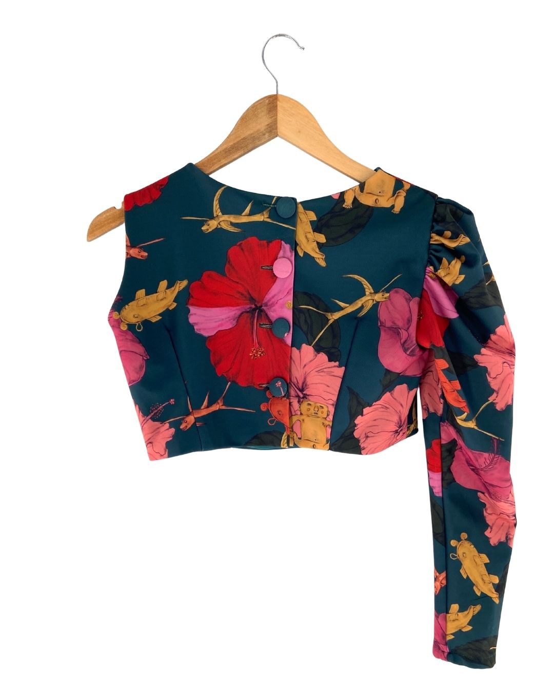 Blusa crop print flores