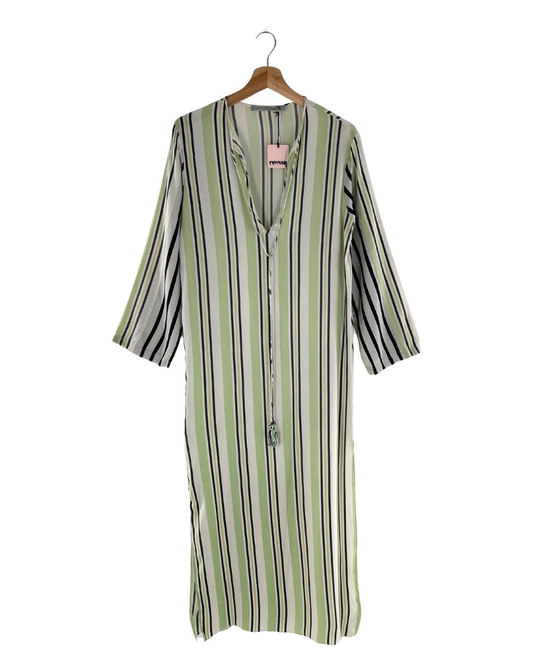 Maxi vestido en seda a rayas