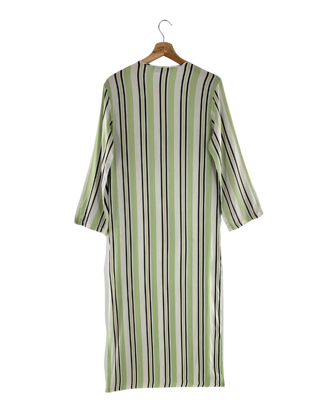 Maxi vestido en seda a rayas