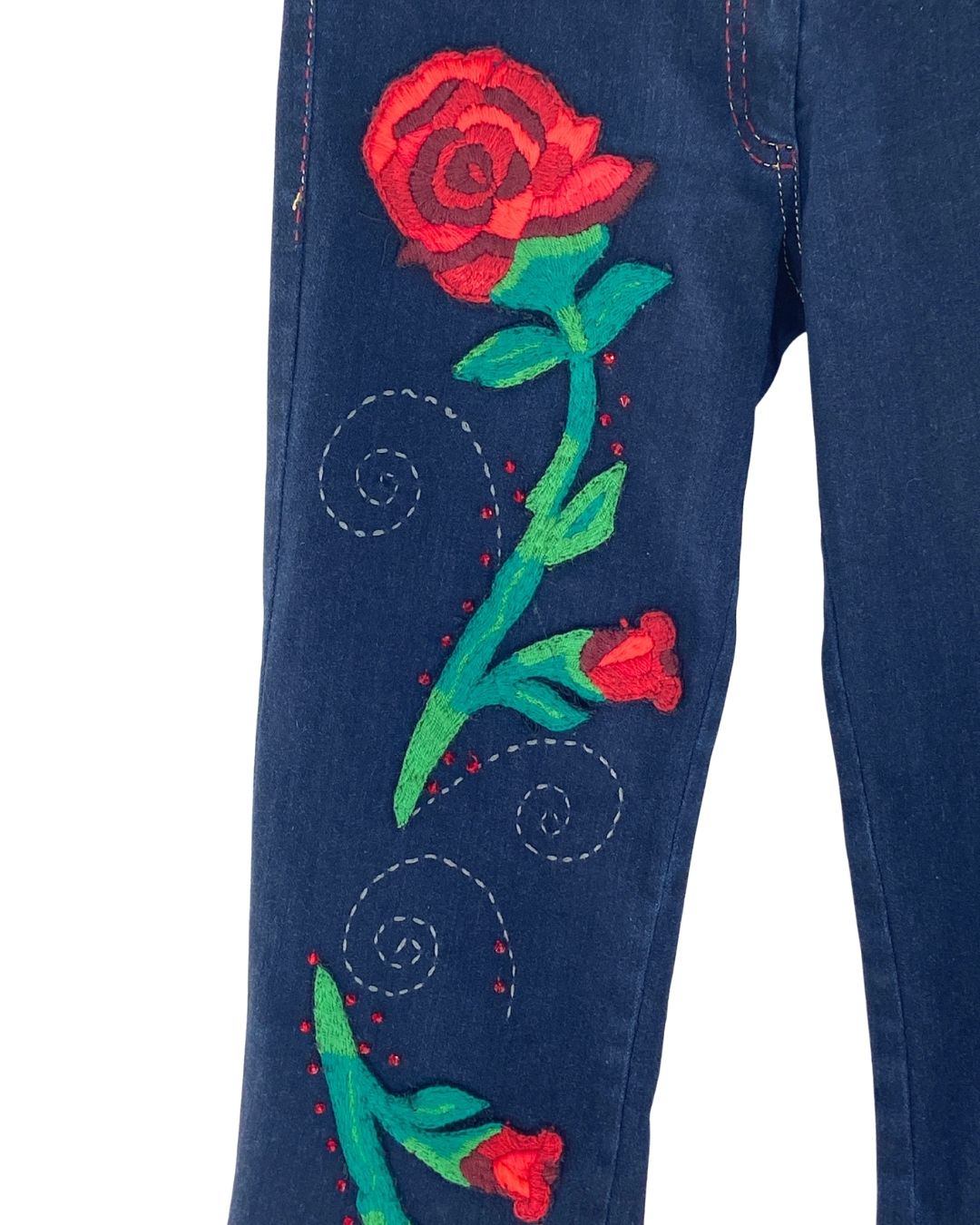 Jean flare stretch bordado