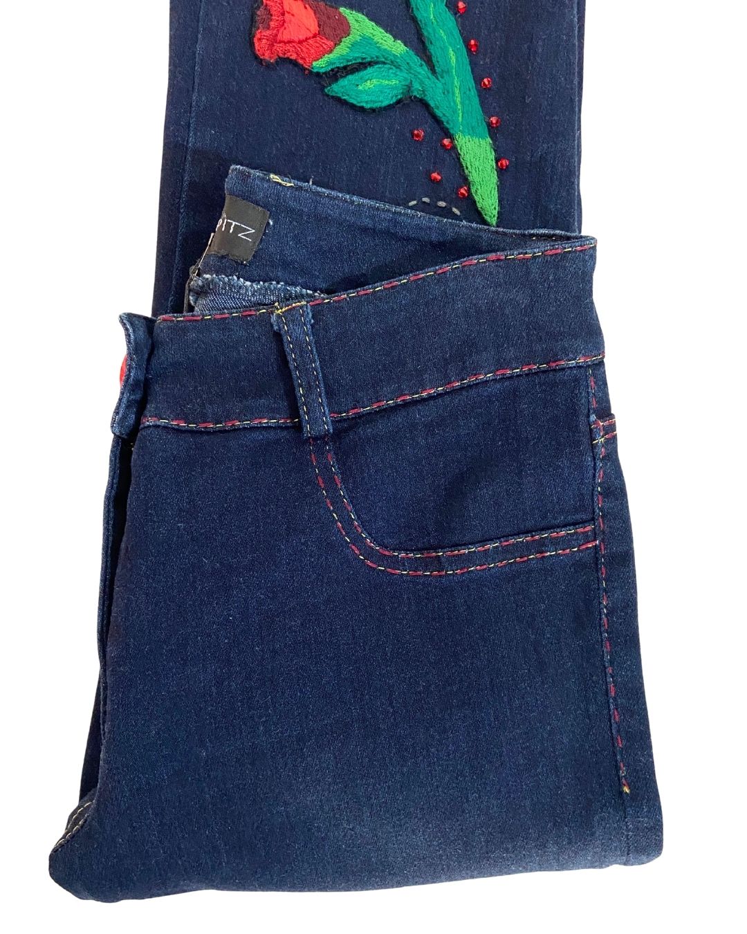 Jean flare stretch bordado