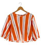 Blusa crop manga 3/4 a rayas