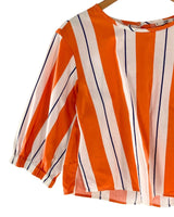 Blusa crop manga 3/4 a rayas