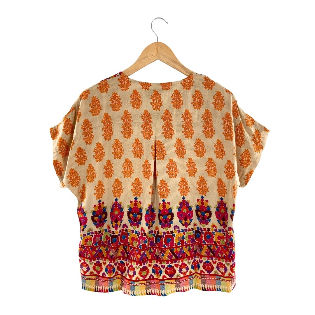 Blusa manga corta con pompones