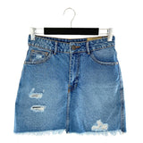 Falda mini en denim wash