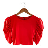 Blusa crop manga princesa