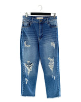 Jean rígido wide leg destroyed