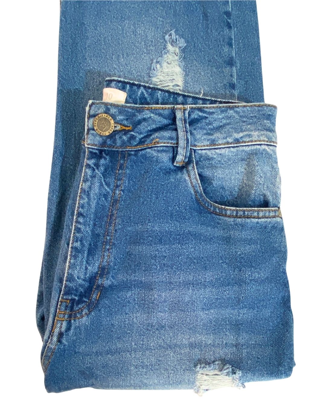 Jean rígido wide leg destroyed