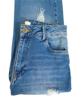 Jean rígido wide leg destroyed