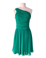 Vestido drapeado falda amplia