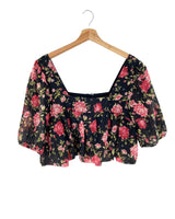 Blusa crop manga globo print