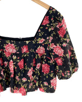 Blusa crop manga globo print