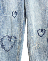 Jean rigído wide leg corazones