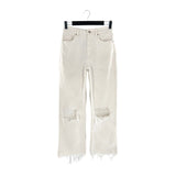 Jean straight destroyed botas