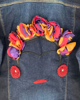 Chaqueta en denim con rosetas