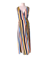 Maxi vestido wrap a rayas