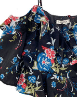 Blusa crop satinada print flor