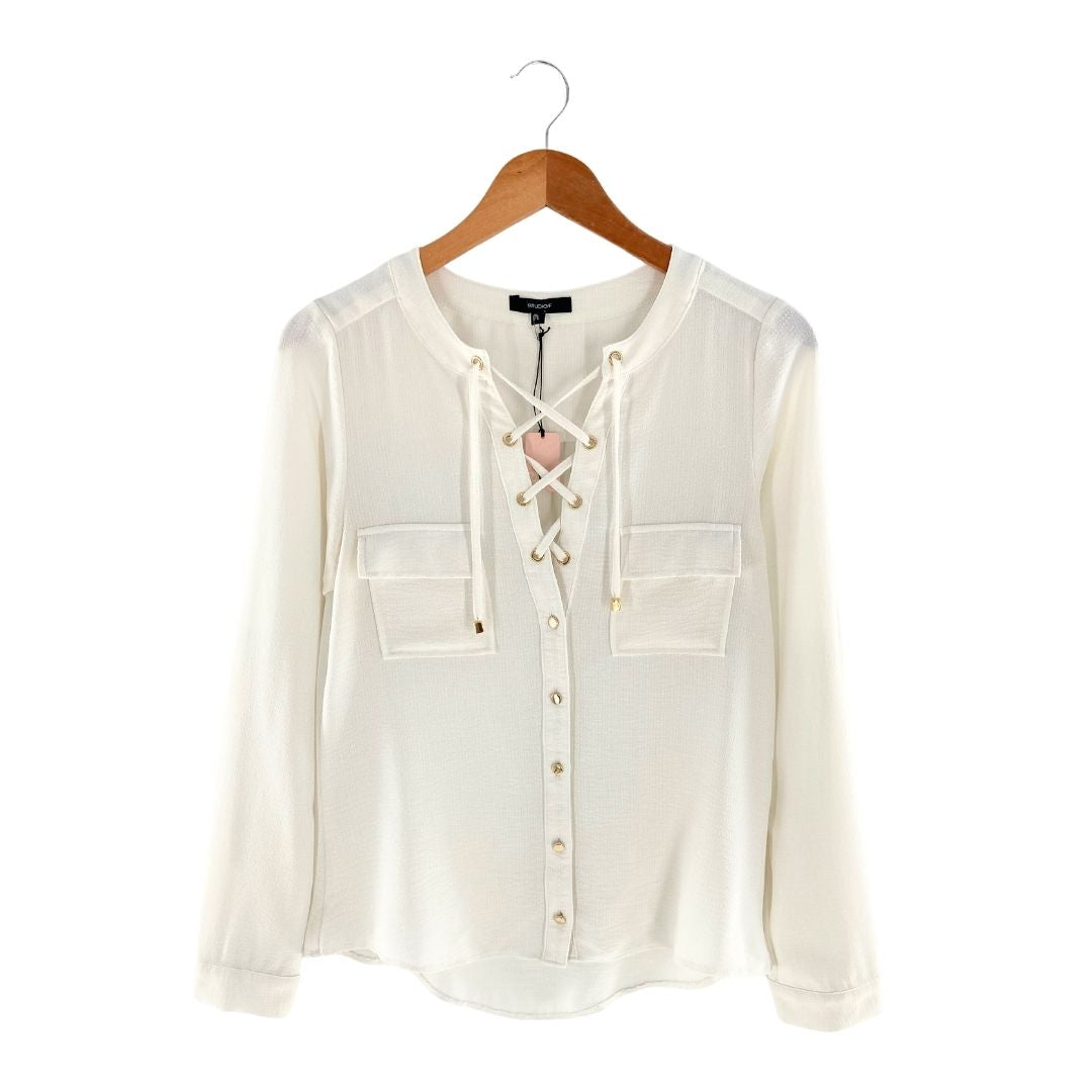 Blusa manga larga lace up