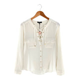 Blusa manga larga lace up