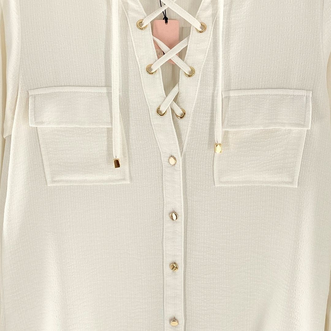 Blusa manga larga lace up