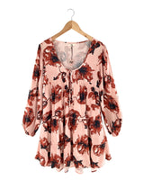 Vestido mini manga larga print
