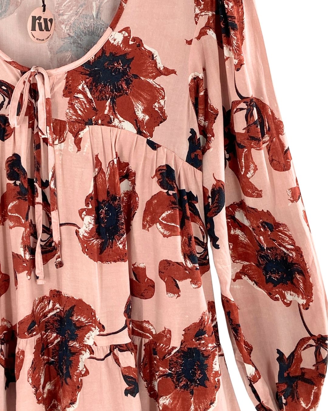 Vestido mini manga larga print