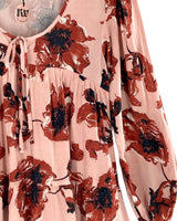 Vestido mini manga larga print