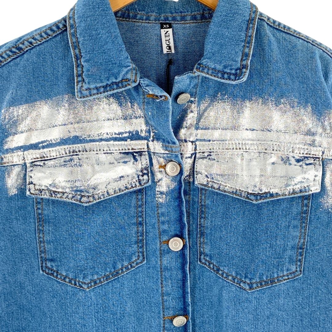 Chaqueta en denim con metalizada