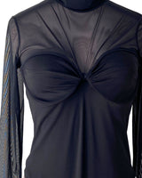 Body manga larga en mesh