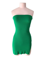 Vestido mini strapless canalé