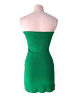 Vestido mini strapless canalé