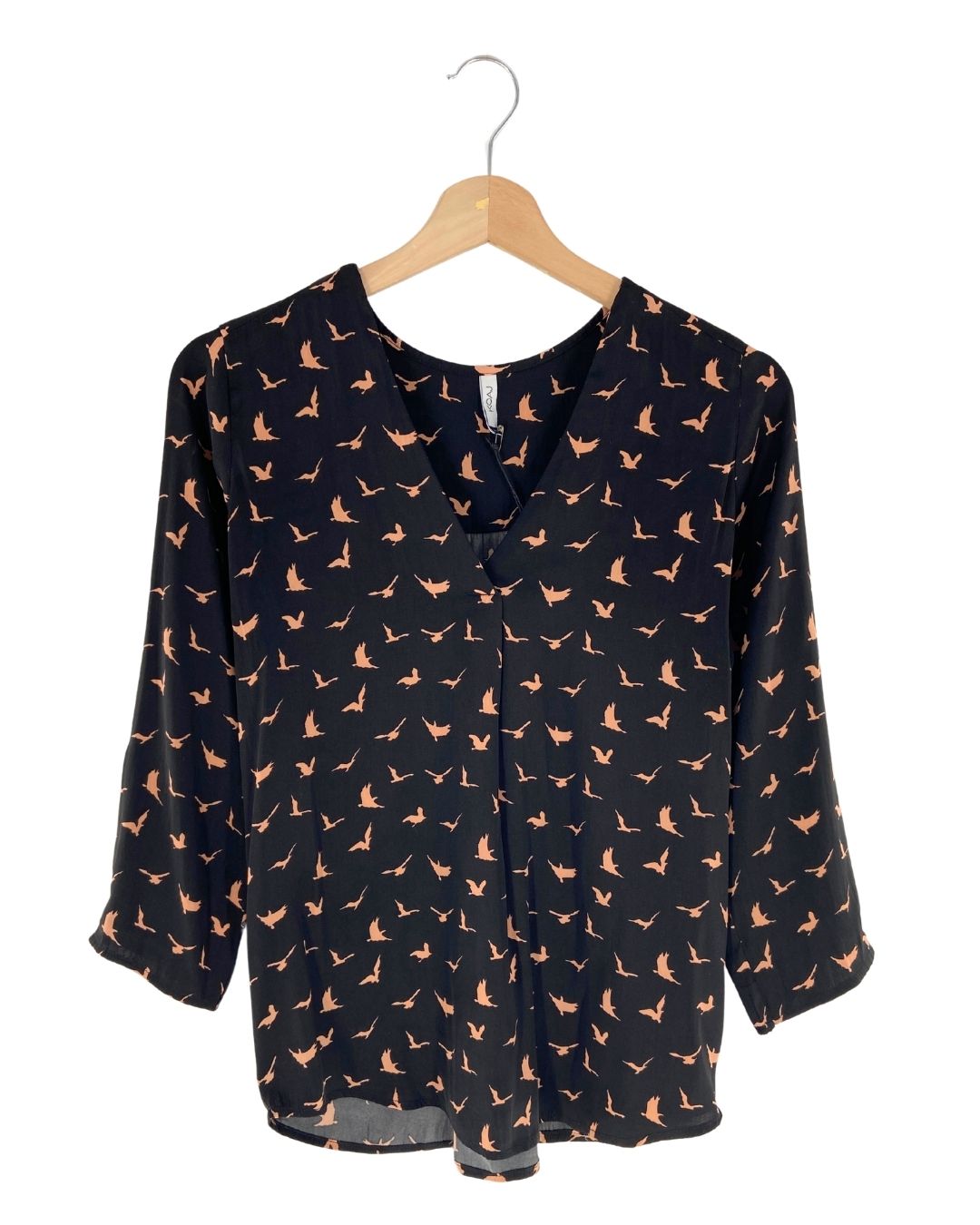 Blusa satinada print aves