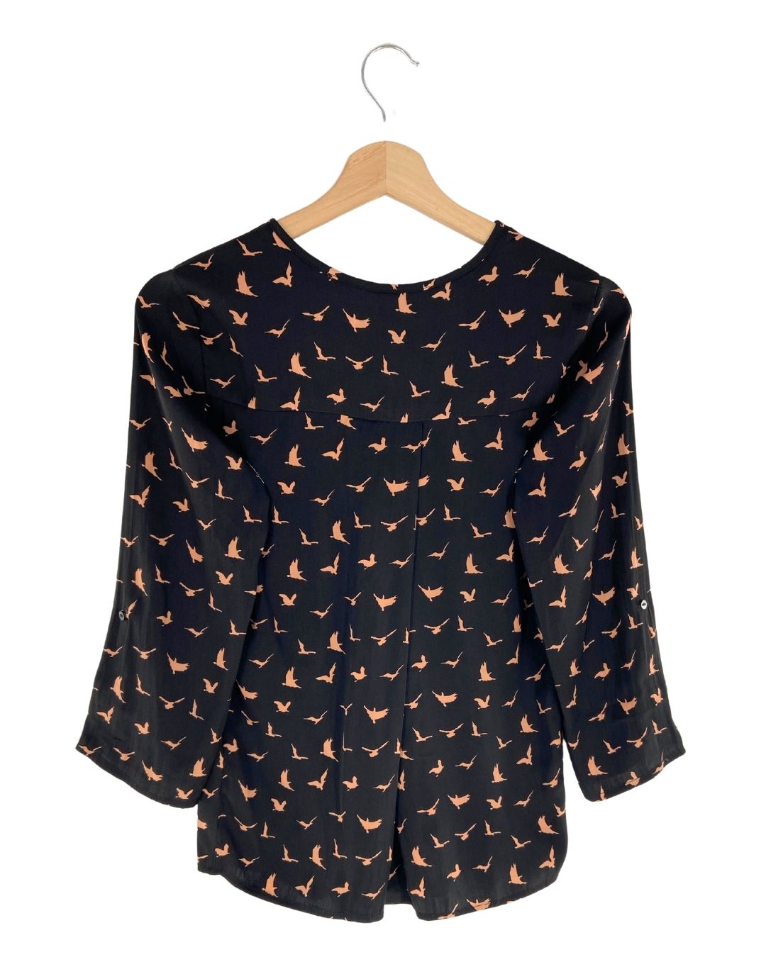 Blusa satinada print aves