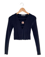Saco crop canalé cut out