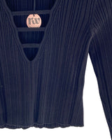 Saco crop canalé cut out