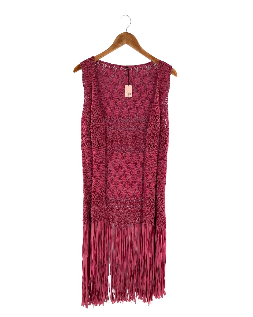 Chaleco midi tejido macramé