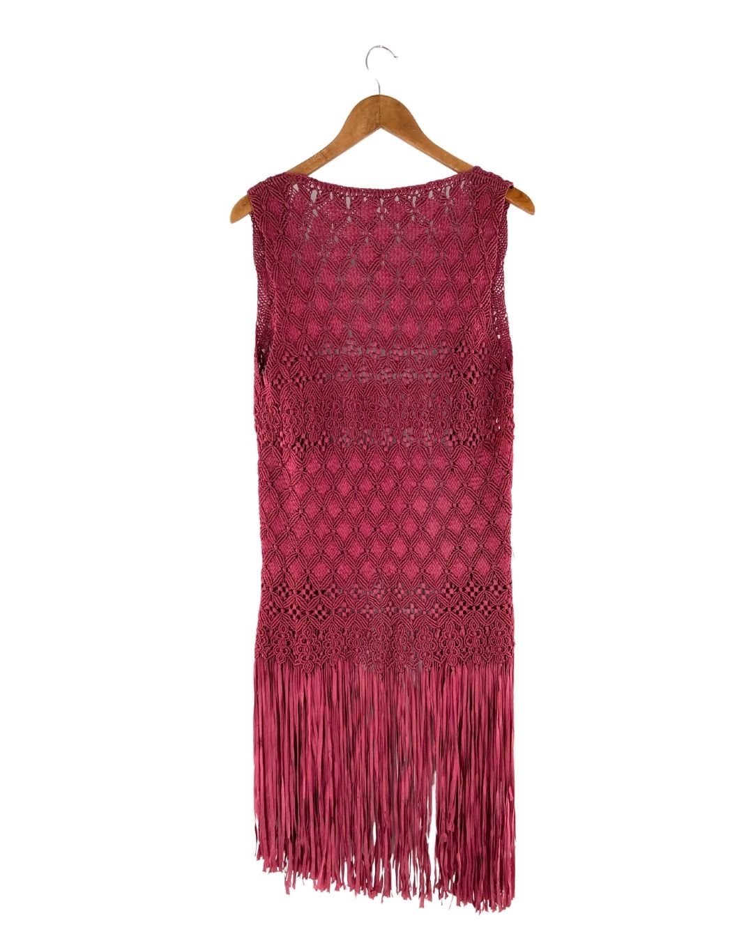 Chaleco midi tejido macramé
