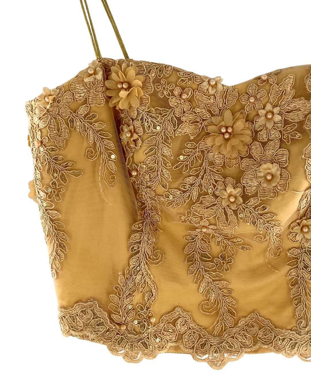 Crop top de tiras con recamado
