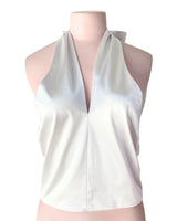 Crop top satinado anudado