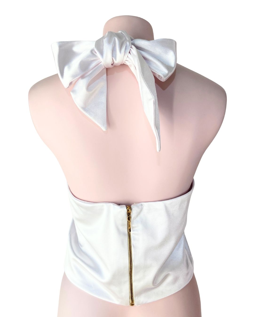 Crop top satinado anudado