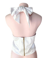 Crop top satinado anudado