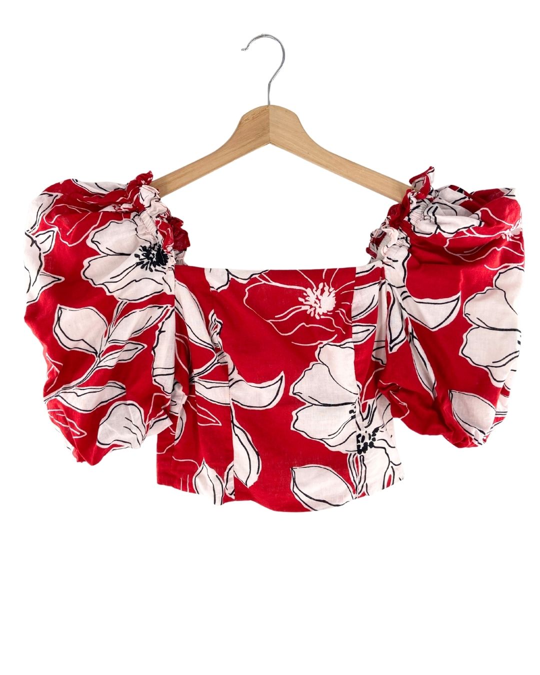 Crop top manga globo print